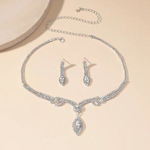 Rhinestone Crystal Necklace & Earring Set